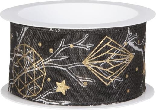 Produktbild Geschenkband - Ornamente - anthrazit/gold - ca. 200 x 4 cm (Geschenkband)