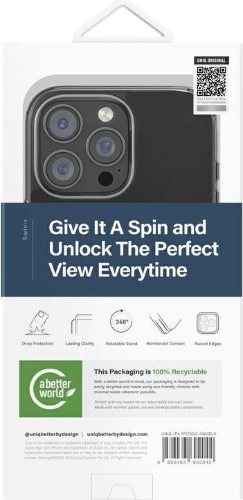 Produktbild Uniq Swivix 360 Rotating Kickstand Case for iPhone 16 Pro Max - Black (Apple iPhone 16 Pro Max)