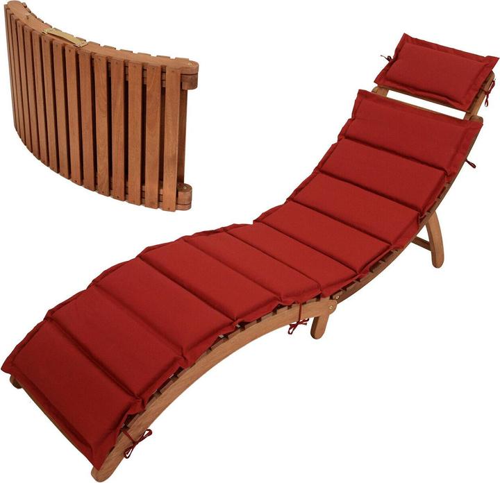 Produktbild Degamo Klappliege IPANEMA, Akazie geölt, mit Auflage rot (183 cm)