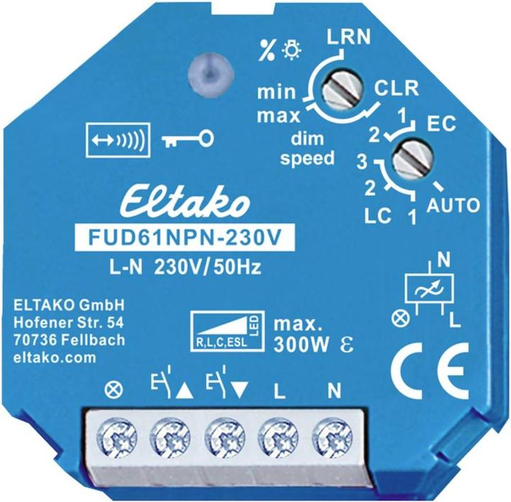Actual product image Eltako FUD61NPN-230V Wireless actuator universal dimmer switch UP max 300W (Dimming actuator)