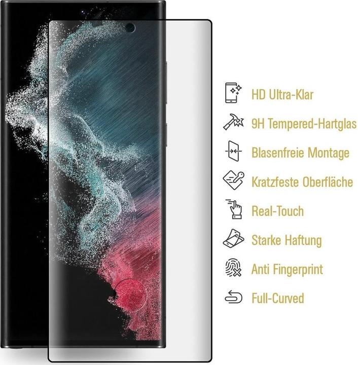 Produktbild Protectorking 3x echtes Tempered 9H Panzerhartglas 3D KLAR (3 Stück, Samsung Galaxy S22 Ultra)