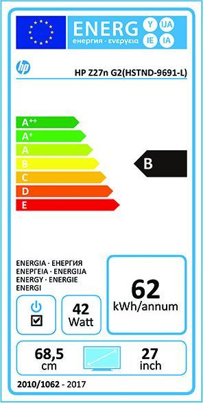 Energy Label HP Z27n G2 (2560 x 1440 pixels, 27")