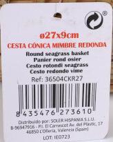 Actual product image Privilege conical round wicker basket 27x9cm korne