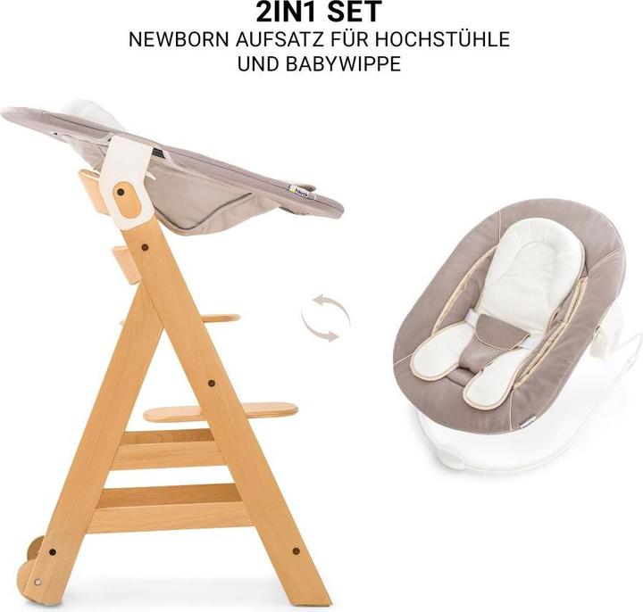 Produktbild Hauck Hochstühle Beta Plus Natural 5-tlg. Newborn-Set - Hochstuhl + (Hochstuhl)