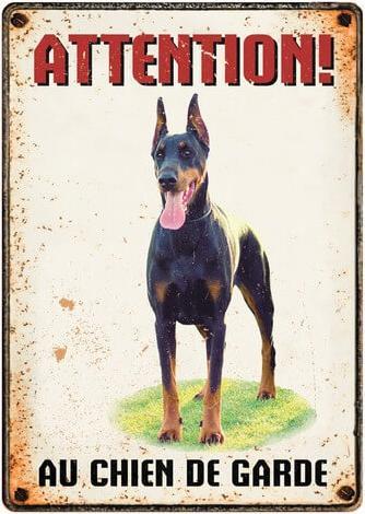 Produktbild Plenty gifts Warnschild Dobermann "Attention au chien de garde", 21x15cm (Hundezwinger)