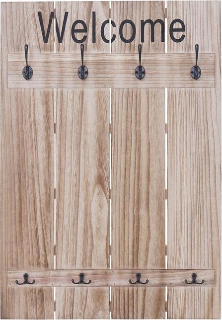 Actual product image Mendler Wall coat rack Welcome, Shabby Look Vintage, 91x60cm - natural brown