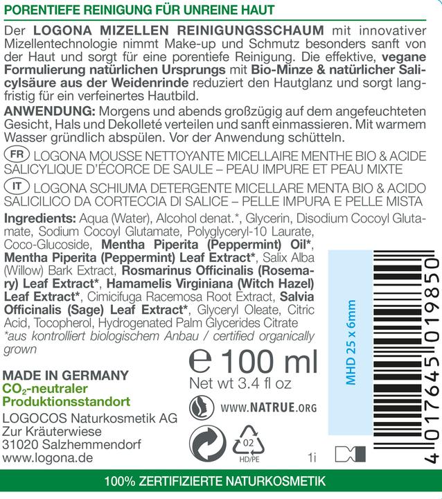 Produktbild Logona Reinigungsschaum Mizellen 100 ml (Schaum, 100 ml)