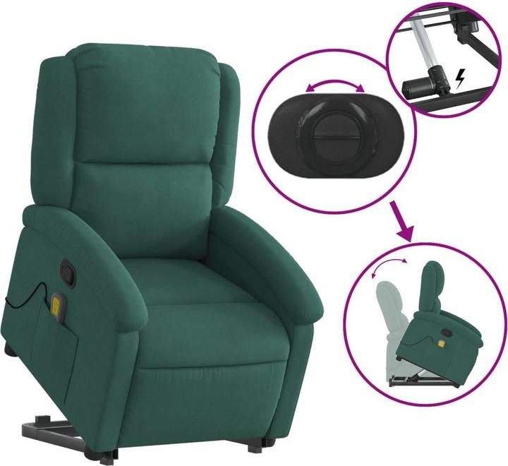 Actual product image VidaXL Massage chair with stand-up aid velvet