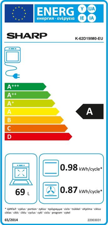 Etichetta energetica Sharp K-62D19IM0-EU