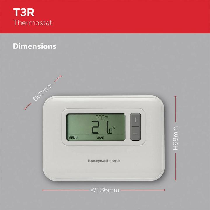 Produktbild Honeywell Funk Raumthermostat T3R 7 Tagestat, programmierbar, drahtlos
