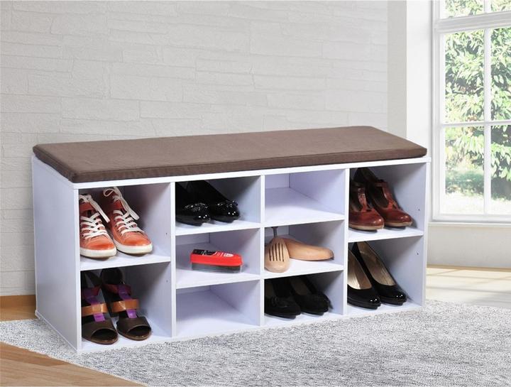 Produktbild HTI-Living Garderobenbank mit 10 Fächern inkl. Sitzkissen (104 x 48 x 30 cm)