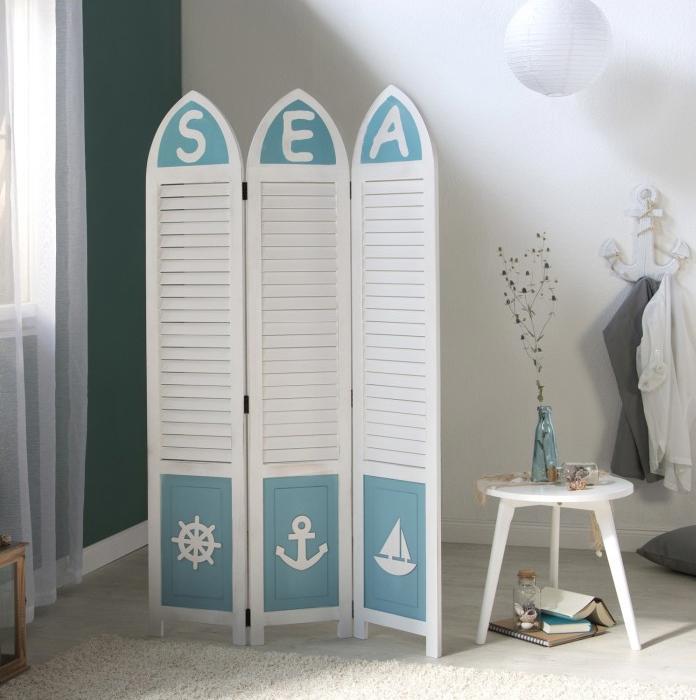 Immagine prodotto Homestyle4u Paravent Room Divider a 3 livelli in legno Parete Spagnola Schermo Privacy Bianco