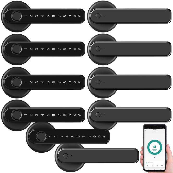 Actual product image VisorTech Security door fittings with fingerprint scanner, PIN & app, set of 5 (Door handle)