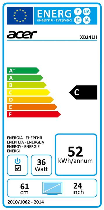 Energie-Label Acer Predator XB241H (1920 x 1080 Pixel, 24")