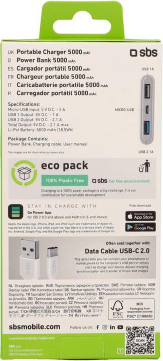 Energy Label SBS 5000 mAh Pocket Power Bank (5000 mAh, 18.50 Wh)
