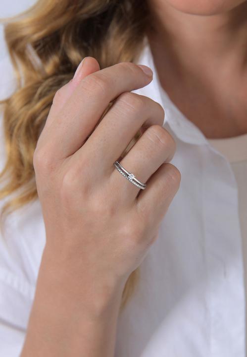 Actual product image Elli DIAMONDS Ring Diamond (0.06 ct) Solitaire Band Ring 585 White Gold (58, 950 Palladium)