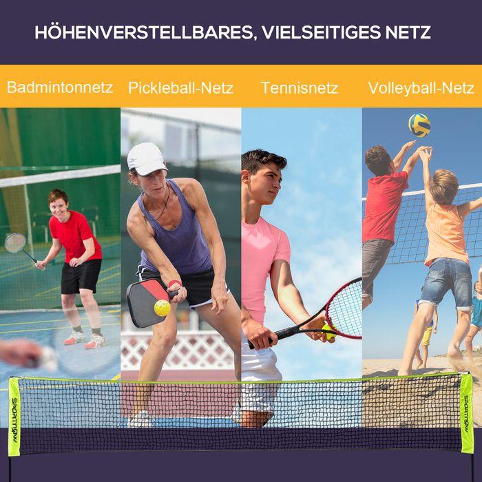 Image du produit Swisshandel24 Badmintonnetz Set, Faltbares Tennisnetz mit Transporttasche, Metall Gelb