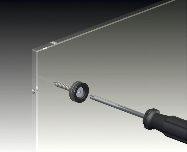 Produktbild Längle Glas-System Glaspunkthalter Mini, 20 mm, 6 - 8 mm Glas,Kunststoff schwarz/Kappe Edelstahl (1 Stk.)