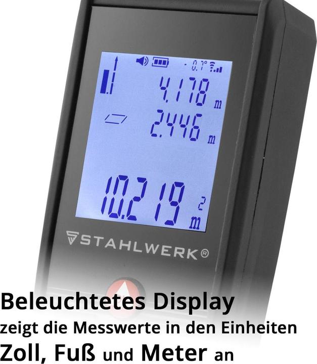 Image du produit Stahlwerk Télémètre laser LDM-80 ST jusqu'à 80 m écran LCD rétro-éclairé (80 m, 635 nm)