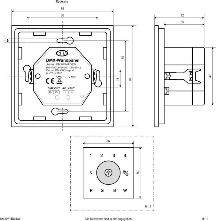 Actual product image EVN DMX wall control panel