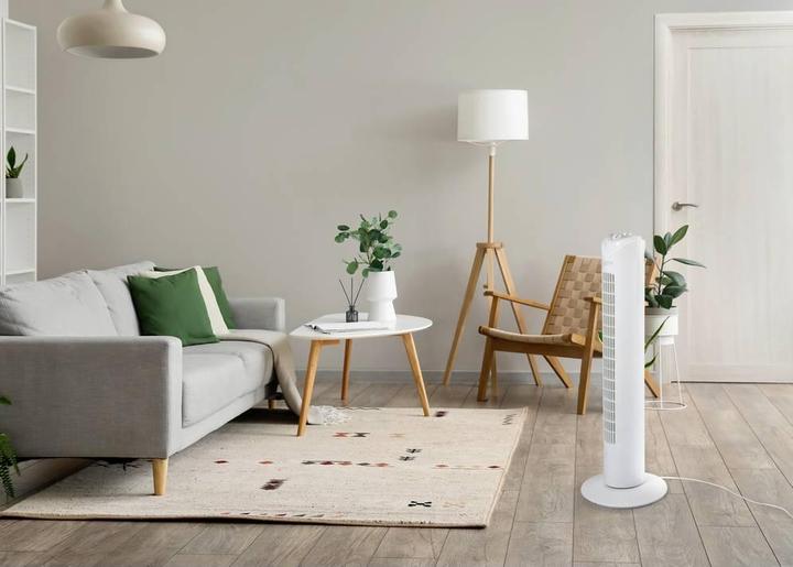 Image du produit Sygonix Turmventilator 50 W (Ø x H) 270 mm x 805 mm Weiss Oszillierend, Timer (55.01 dB)
