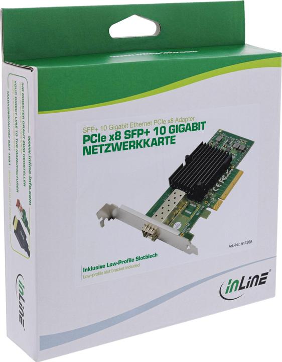 Actual product image InLine 10 Gigabit network card, 1x SFP+, PCIe x8, incl. low profile slot bracket (PCIe)