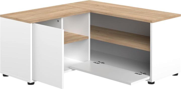 Temahome Angle TV Stand 90 blanc et chêne (45 x 90 cm)