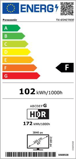 Energy Label Panasonic TX-65MZ700E (65", OLED, 4K)