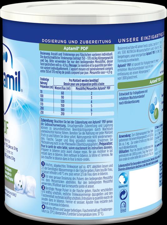 Nutritional values and ingredients Aptamil PDF Speciality food (400 g, from birth)