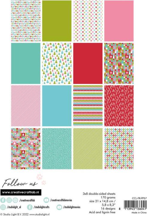 Image du produit art by marlene Papier à dessin "Holly Jolly" Friendz (16 g/m²)