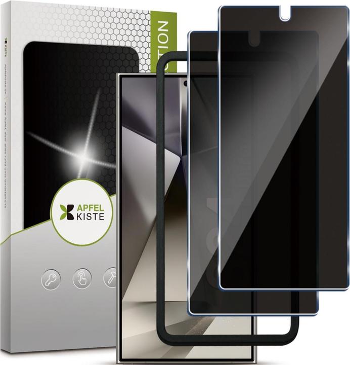 Image du produit Apfelkiste - Privacy Panzer Glas Displayschutzfolie mit Montagerahmen (2er Set) (2 pièce(s), Samsung Galaxy S24 Ultra)