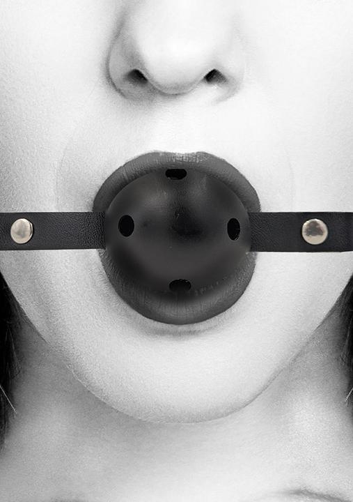 Productafbeelding Ouch! Ademende Ball Gag - Met Gebonden Leren Riemen