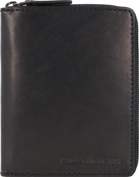 Greenburry Pure Black Geldbörse RFID Schutz Leder 10.5 cm
