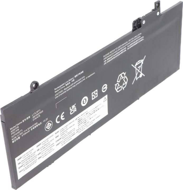 Produktbild AccuCell Akku passend für Lenovo ThinkPad T480s, 01AV478, 01AV479, L17L3P71, 11,58V, 4600mAh (4600 mAh)