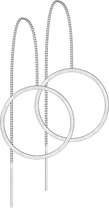 Actual product image Star Piercing Stud earrings silver free falling chain with circle (without brass, Surgical steel 316L)