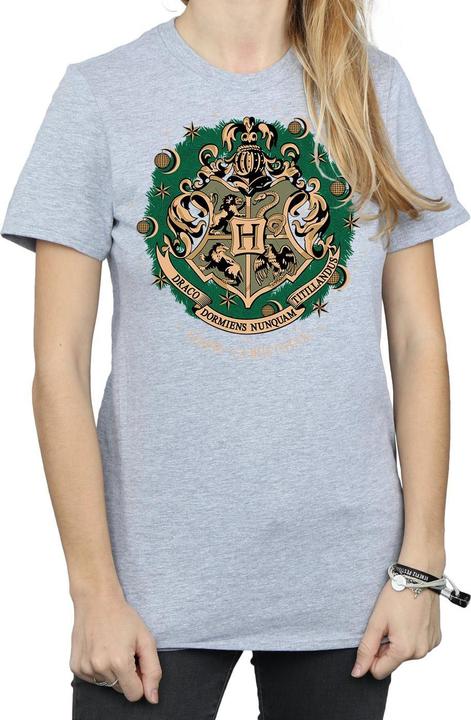Actual product image Womens/Ladies Christmas Wreath Cotton Boyfriend T-Shirt (M)