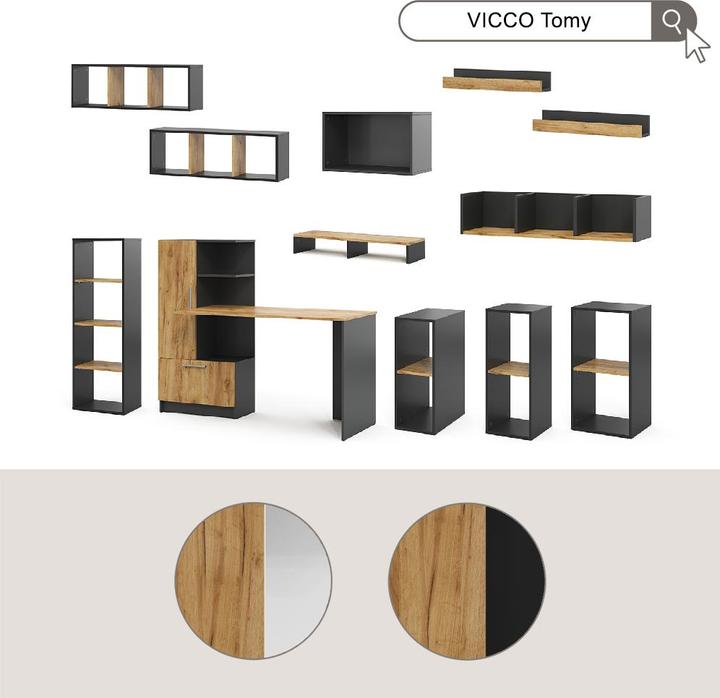 Actual product image Vichy Monitorständer Tomy, Anthrazit/Goldkraft Eiche, 80 x 12 cm