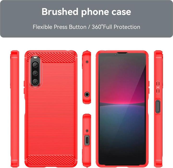 Produktbild König Design Hülle Handy Schutz für Sony Xperia 10 V Case Cover Etuis Bumper Carbon Schale (Sony Xperia 10 V)