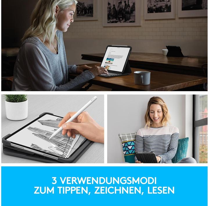 Produktbild Logitech Slim Folio Pro (CH, iPad Pro 11 2022 (4. Gen), iPad Pro 11 2021 (3. Gen), iPad Pro 11 2018 (1. Gen), iPad Pro 11 2020 (2. Gen))