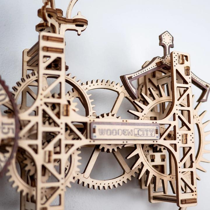 WoodenCity Steampunk Wall Clock - 3D Wooden Kit