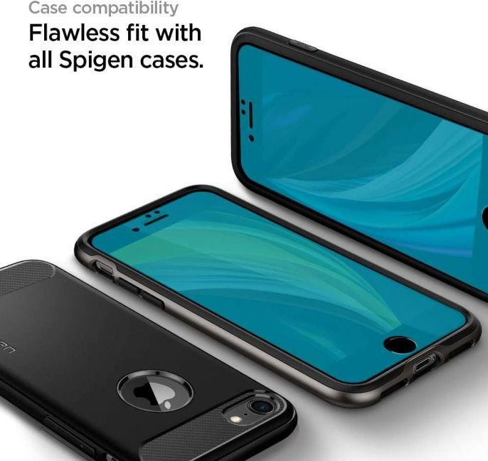 Produktbild Spigen tempered glass ALM GLASS FC for iPhone 7 / 8 / SE 2020 / SE 2022 black (1 Stück, LG K8 2017, Apple iPhone SE (2nd Gen))