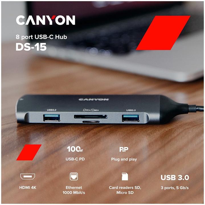 Immagine prodotto Canyon Docking station DS-15 (USB-C, 8 Porti)