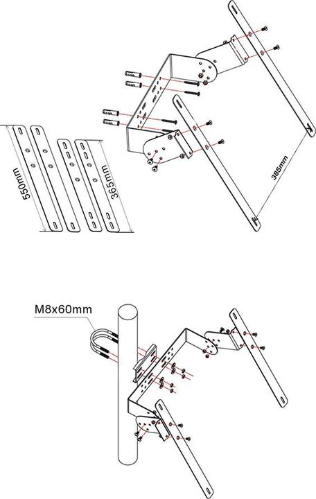Produktbild Offgridtec Wand-Mast Montageset Aluminium für 20W bis 50W Module