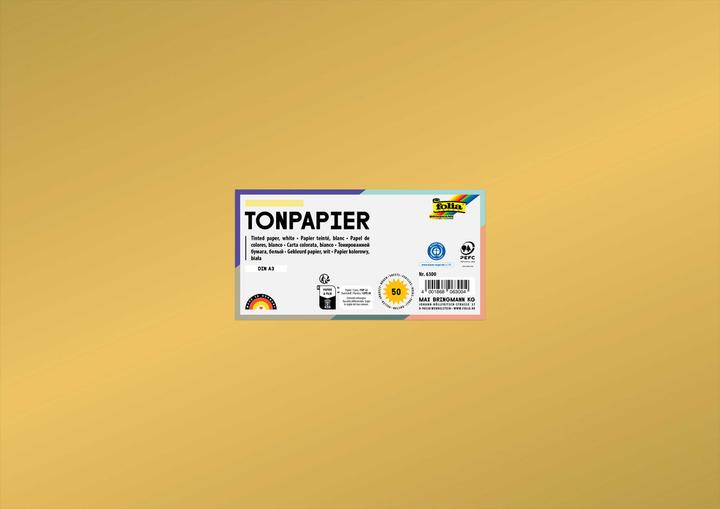 Produktbild Folia Tonpapier, DIN A3, 130 g/qm, gold gl„nzend (130 g/m²)
