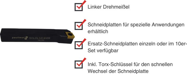 Actual product image Paulimot Drehmeissel mit Schneidplatte 14 x 14 mm SCLCL1414H09