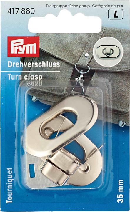 Immagine prodotto Prym Chiusura a rotazione per borse, argento 35 x 20 mm, scheda 1 pz.