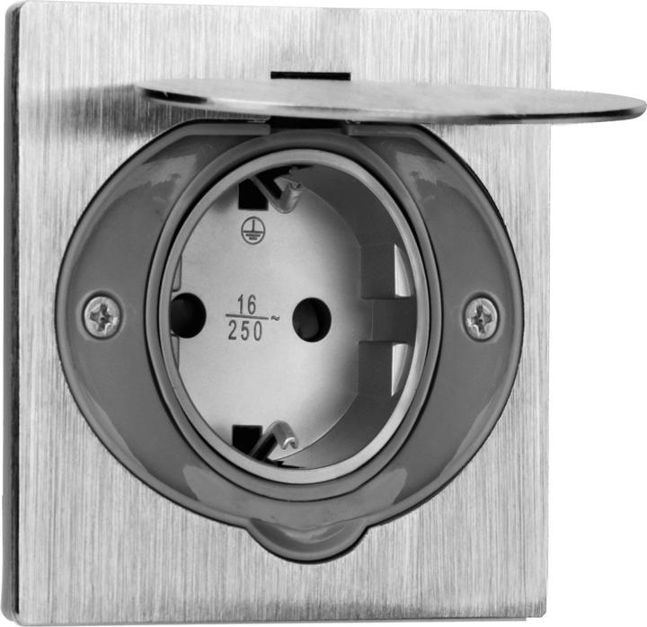 Orno Steckdose, hermetisch, versenkt, IP44, Edelstahl, Schuko-Version
