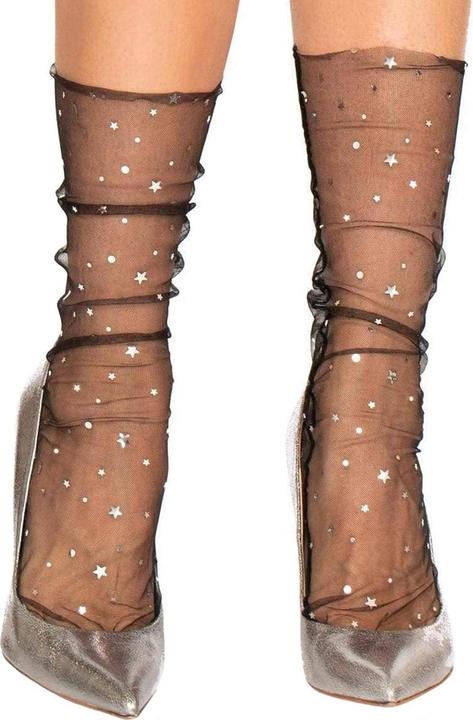 JTI Netzsocken mit Sternen - Schwarz (Einzelpack, One Size)