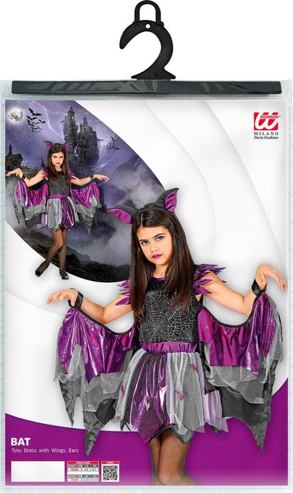 Produktbild Widmann Fledermaus Kinderkostüm Kleid mit Tutu und Flügel, Ohren (128, 140, 158)