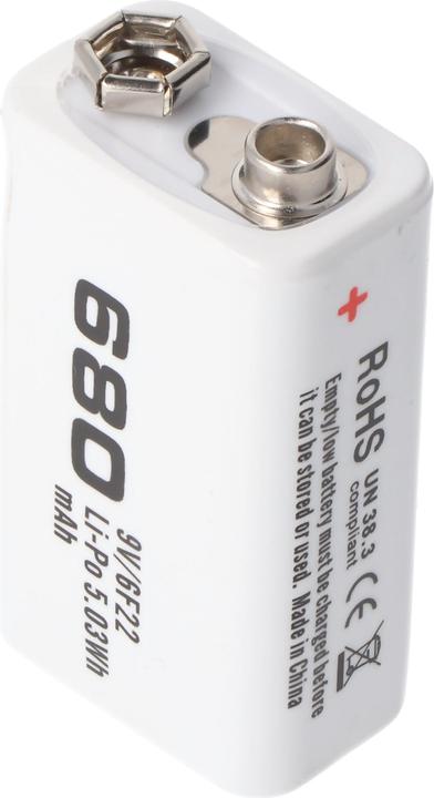 Actual product image AccuCell Rechargeable battery 9V block, 6LR61, 6F22 (1 pcs., 9V Block, 650 mAh)